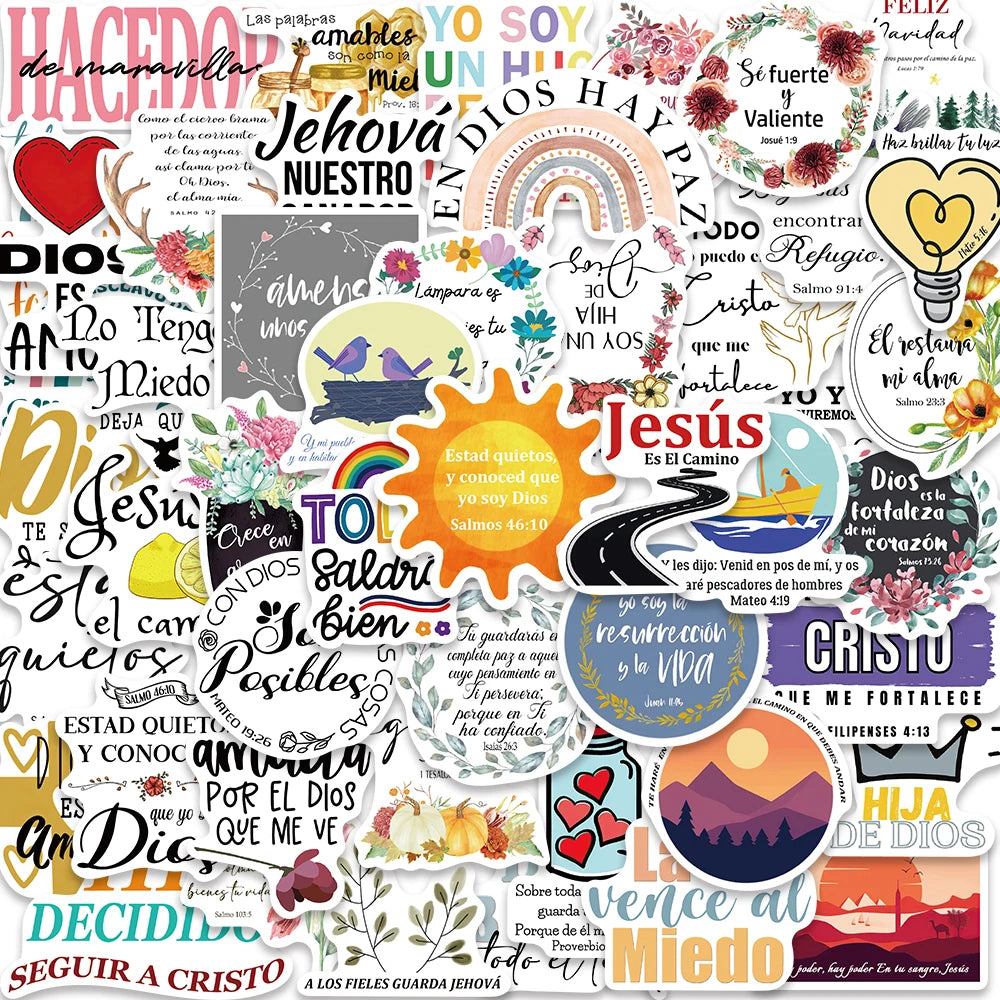50PCS Bible Jesus Christian Boho Stickers Waterproof for Notebook Laptop Luggage