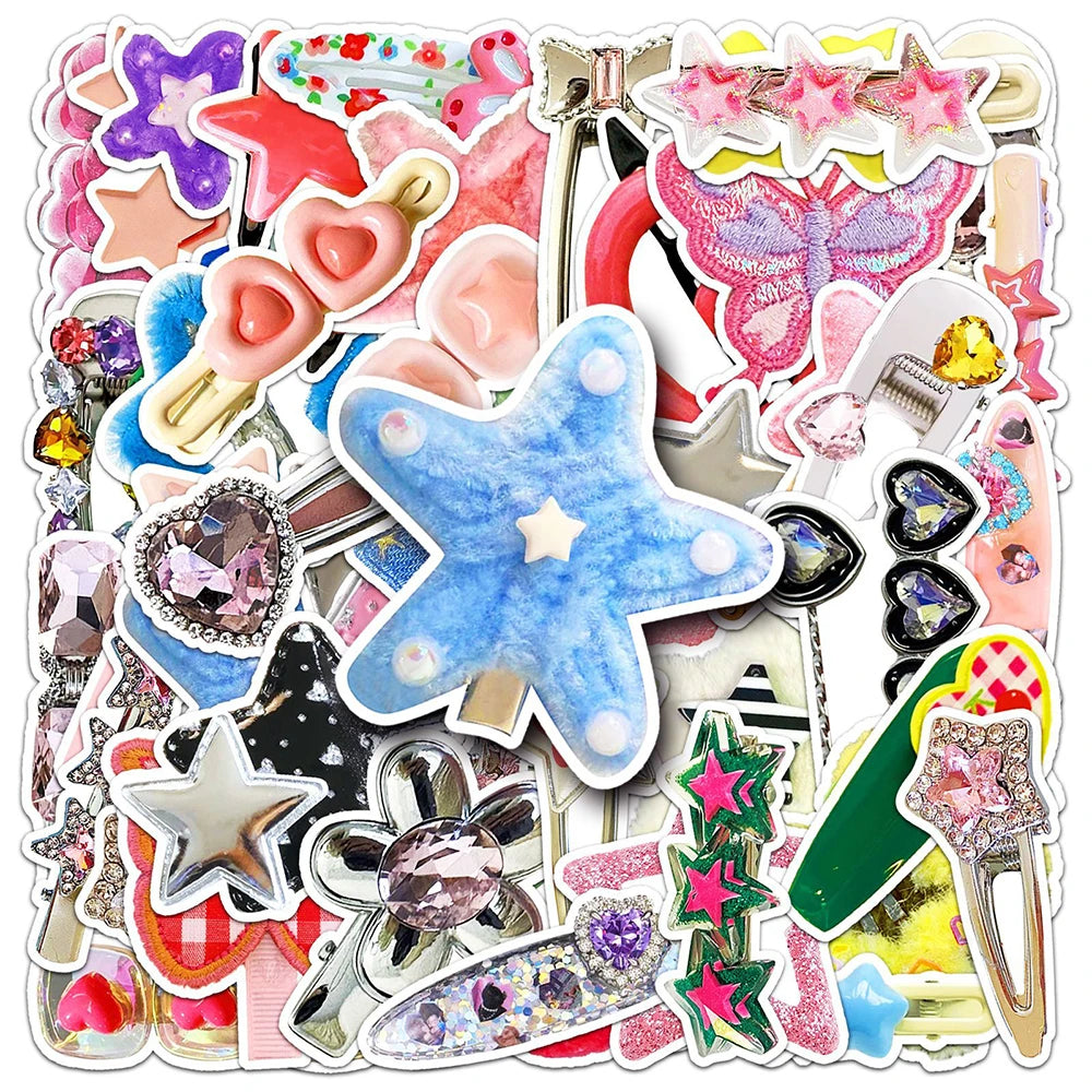 Y2K Star Hair Clips Stickers Decals Cartoon DIY Phone Notebook Bike Skateboard Suitcase Graffiti 10/30/50pcs