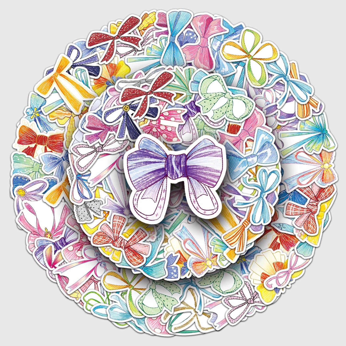 50Pcs Cartoon Bow Waterproof Vinyl Stickers for Skateboard Snowboard Decals