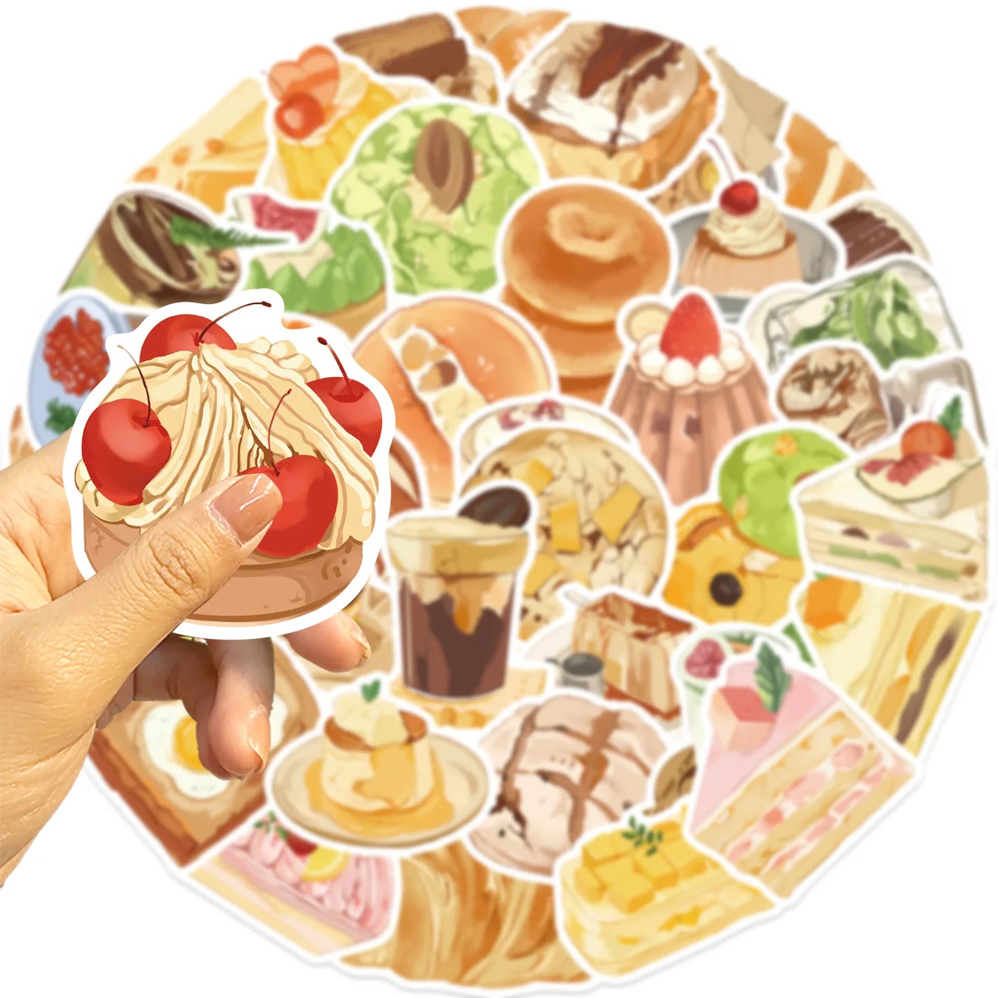 Afternoon Tea Dessert Stickers Set - Scrapbook, Laptop, Guitar, Car, Bike, Skateboard