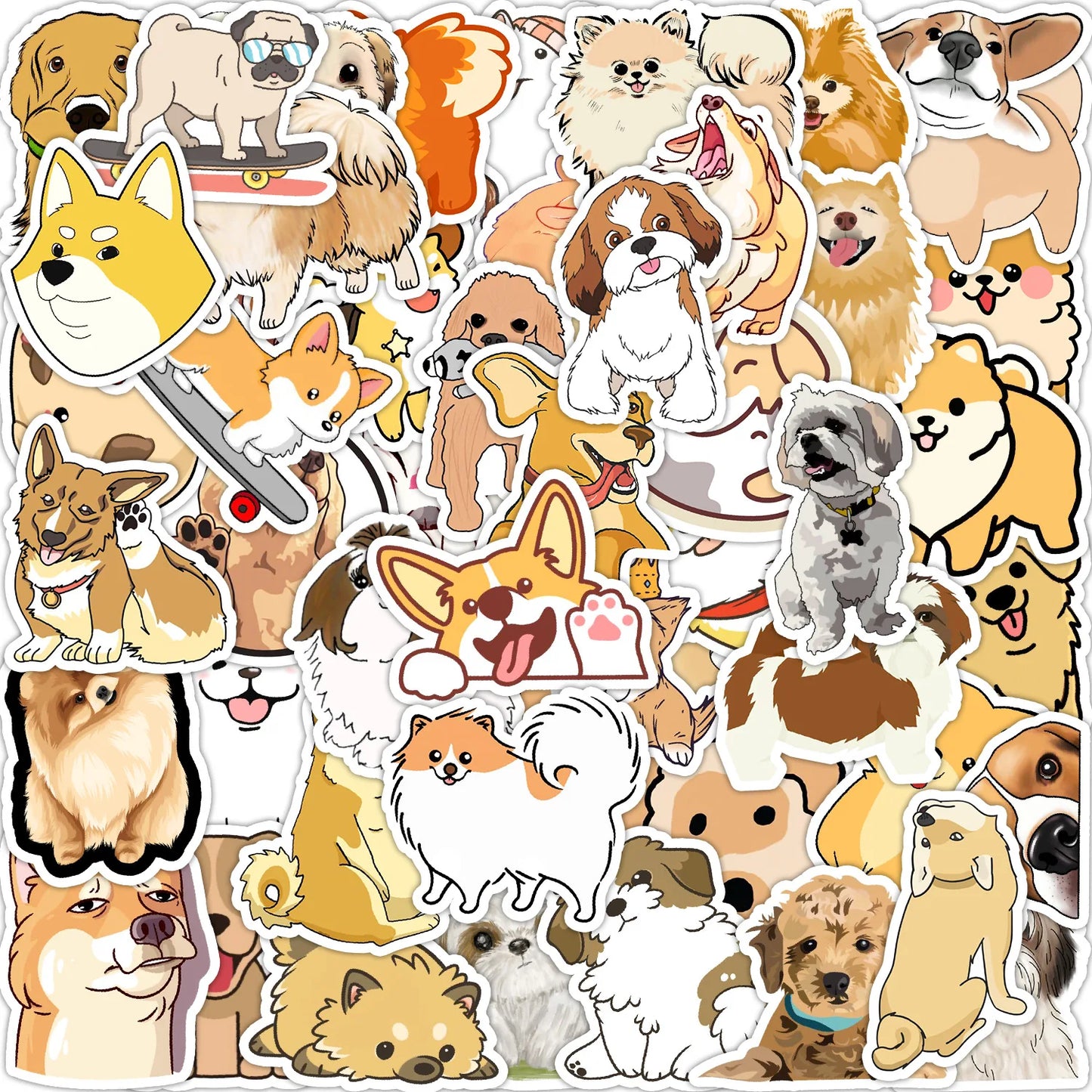 50Pcs Cute Animal Graffiti Stickers for Helmet, Wall, DIY Decor