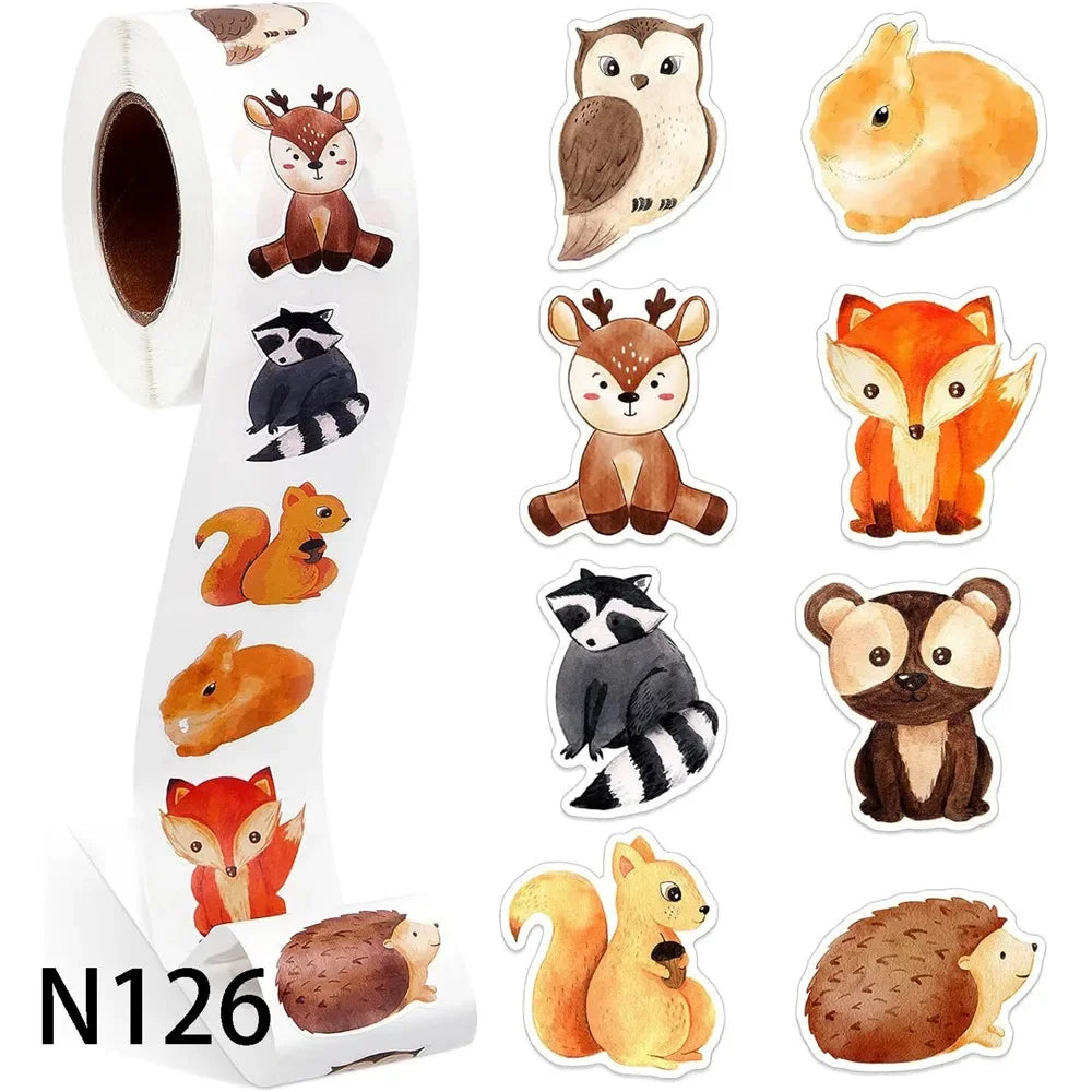 500Pcs 2.5cm Forest Animal Stickers for Gifts, Water Bottles, Phones, Laptops