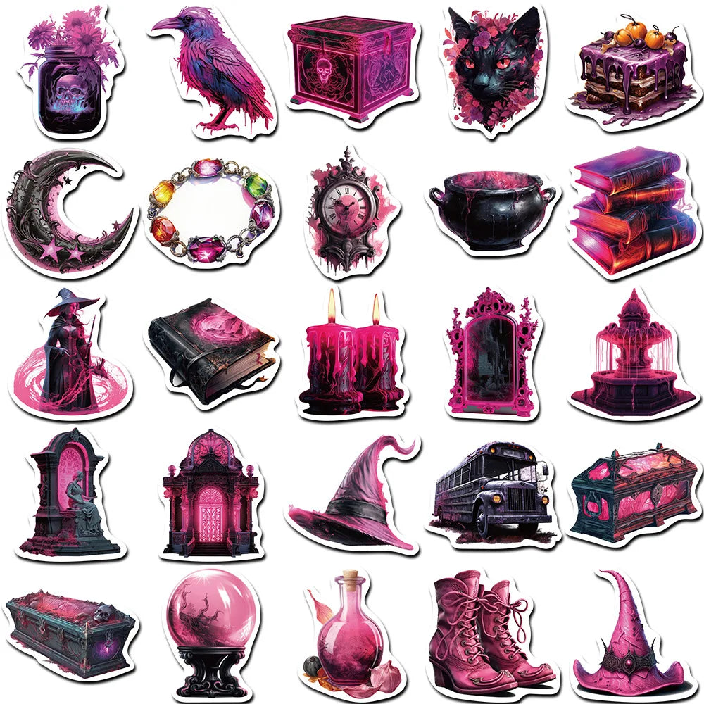 10/30/50PCS Horror Dark Purple Stickers Cool Graffiti Toys Waterproof Skateboard Phone Bike Skateboard Laptop Helmet Decals Gift
