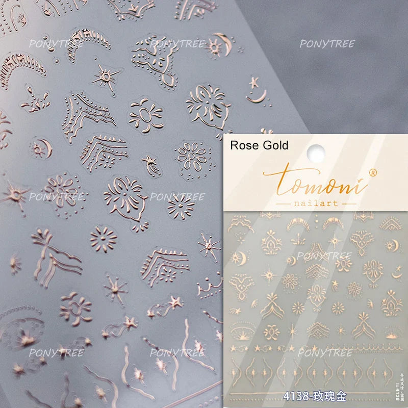 Bohemian Floral 5D Nail Art Stickers Embossed Decals
