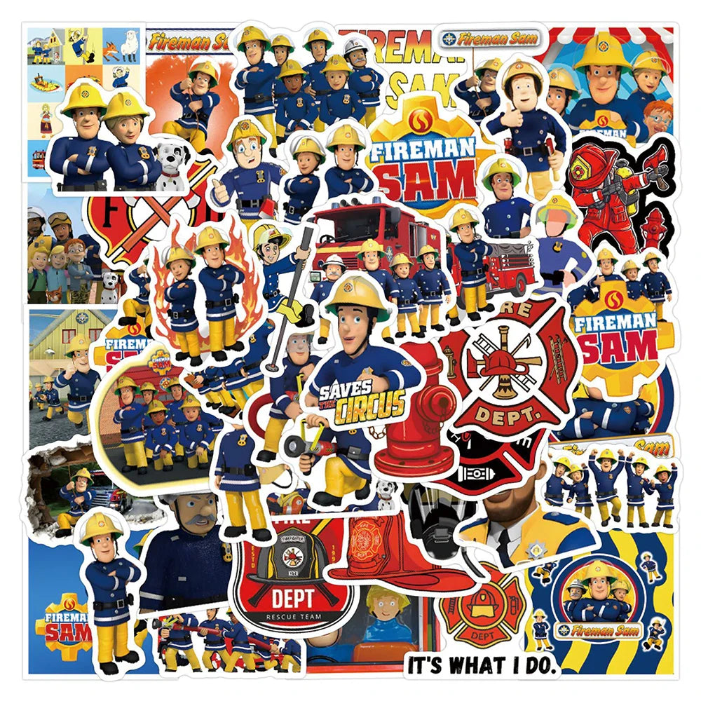 Fireman Sam Stickers Kids Cartoon Decals Laptop Luggage Notebook Bike Wall 10/30/55pcs