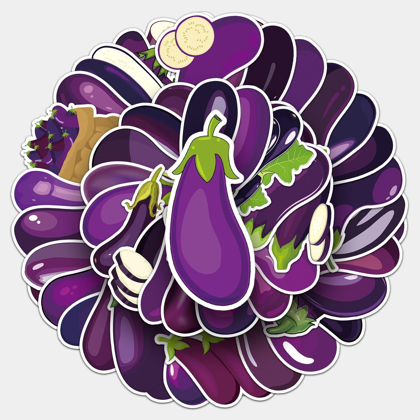 50Pcs Eggplant Cartoon Waterproof Vinyl Stickers for Skateboard Snowboard