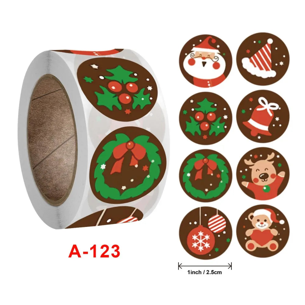 50-500Pcs Cartoon Merry Christmas Tree Label kids Stickers for Gift Package Wrapping Festival Party Baking Paper Seal Stickers