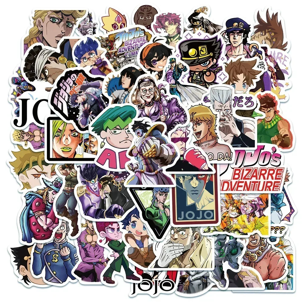 50pcs JoJo's Bizarre Adventure Stickers for Guitar, Suitcase, Skateboard, Laptop, Phone