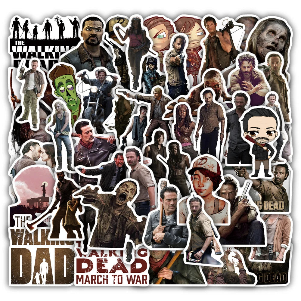 Walking Dead Stickers Pack: TV Show, Skateboard, Laptop, Motorcycle, Luggage, Car, Phone, Bike, Waterproof, Kid Toy
