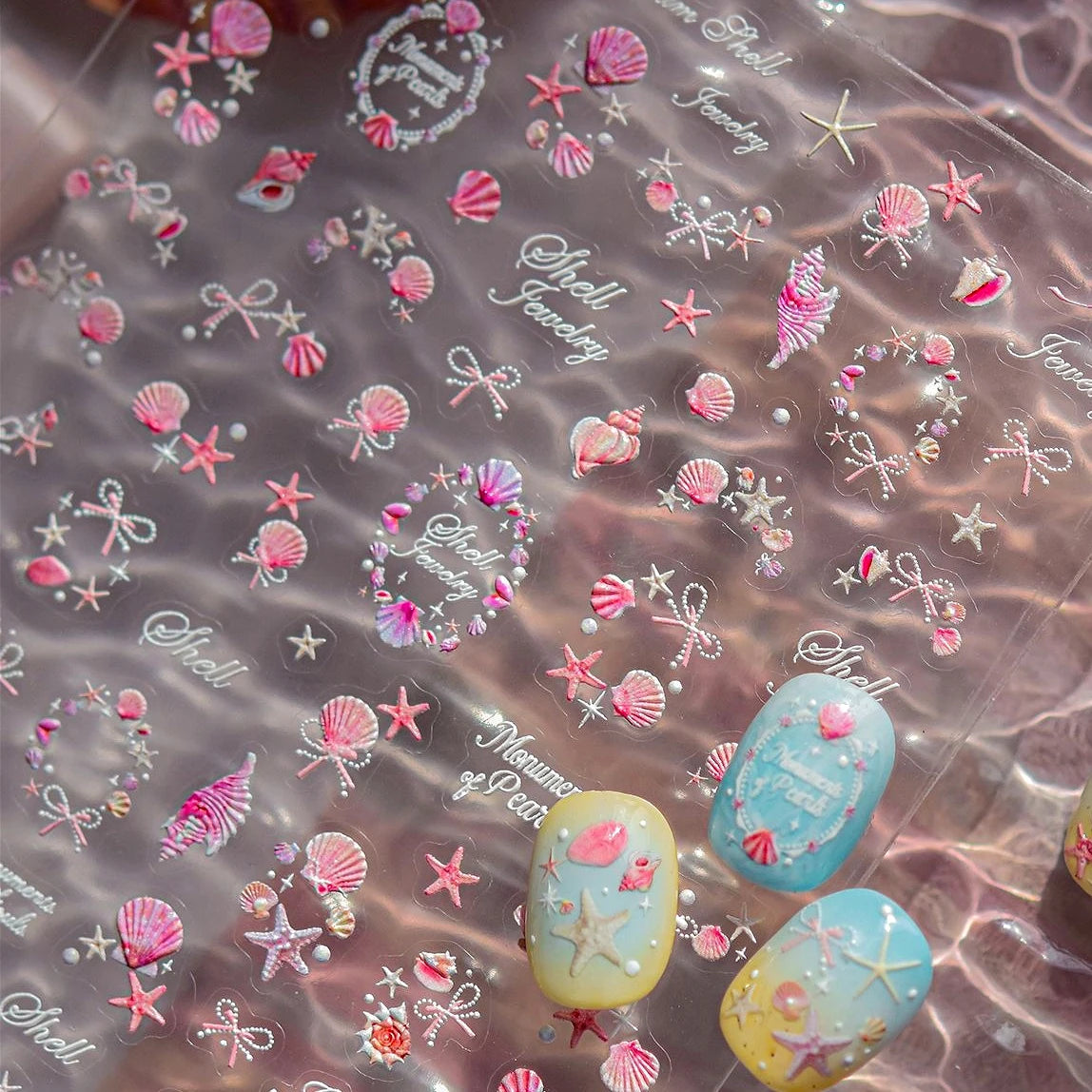 Oceanic Shell Starfish 5D Nail Art Stickers Decals