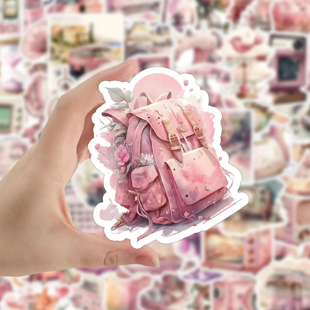 10/30/60PCS Cute Vintage Pink Stickers Graffiti Cartoon Decals DIY Waterproof Motorcycle Notebook Laptop Phone Bike Car Kids Toy