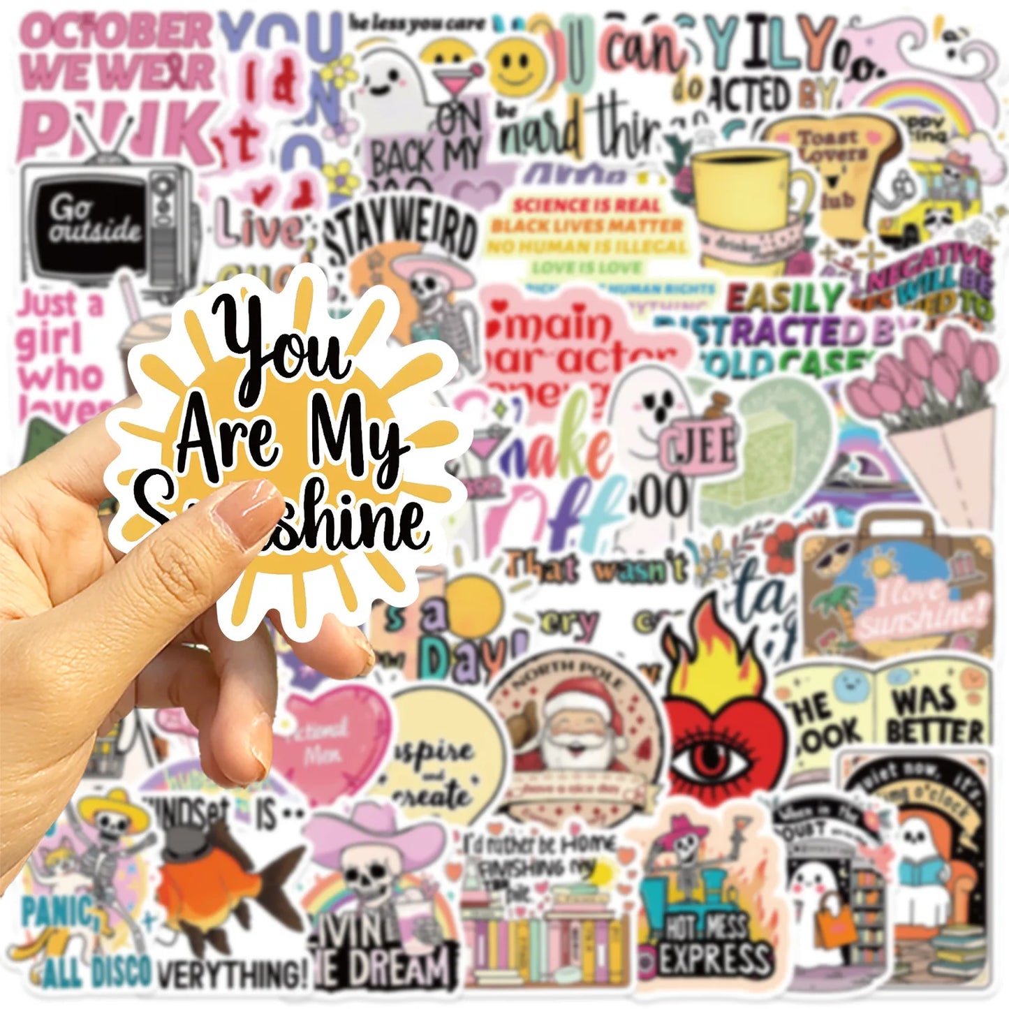 Cartoon Phrase Stickers Decals for Skateboard Laptop Phone Bike Fridge Graffiti 10/30/50pcs