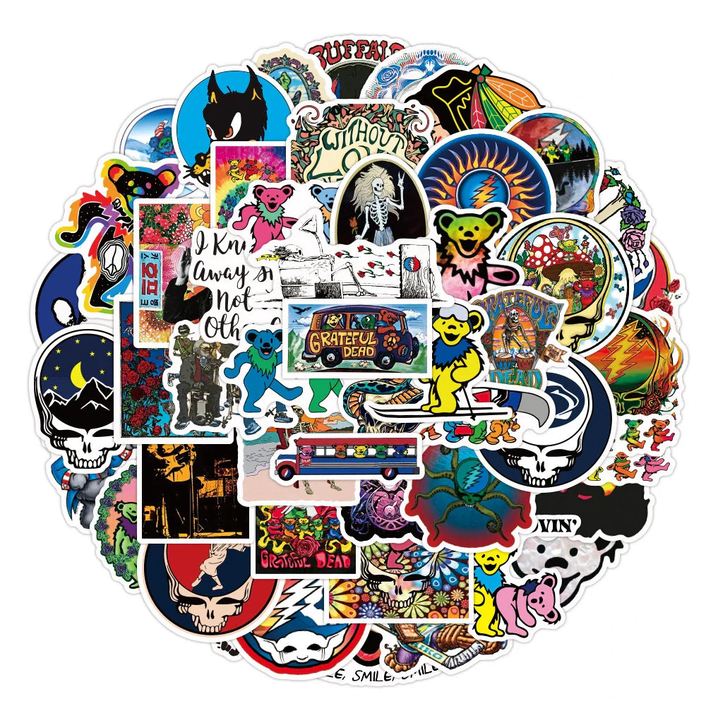 Grateful Dead Stickers Pack - Waterproof, Personalized for Motorcycle, Notebook, Skateboard