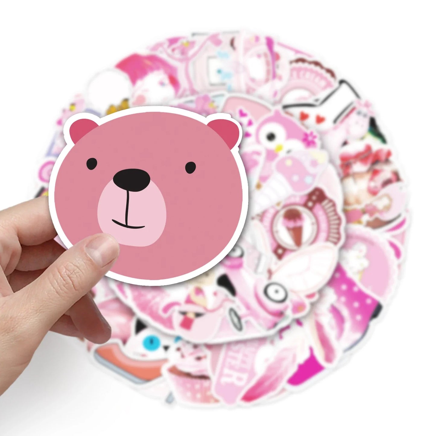 50Pcs Pink Cartoon Waterproof Vinyl Stickers for Skateboard Snowboard Decal