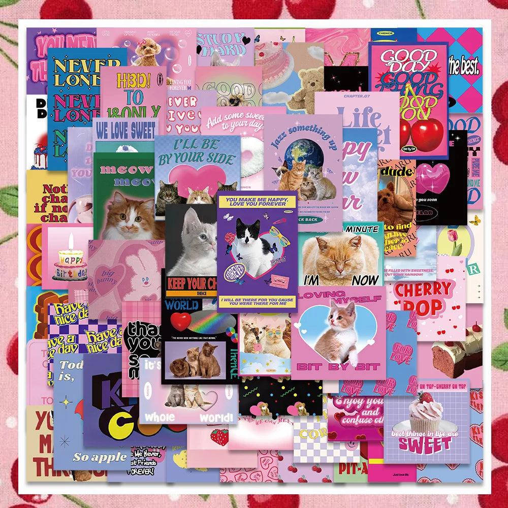 62PCS Cute Cat Girl Kawaii Cartoon Stickers for Car, Laptop, Scrapbook, Planner, Phone