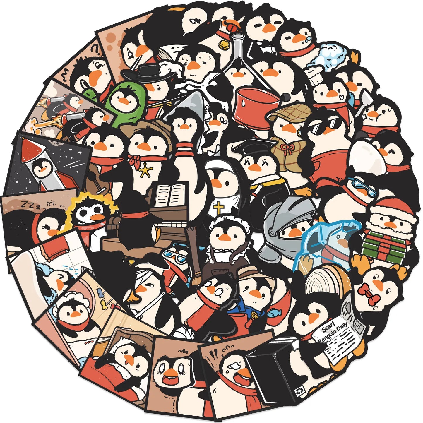 Penguin Cartoon Stickers: Waterproof Decals for Kids