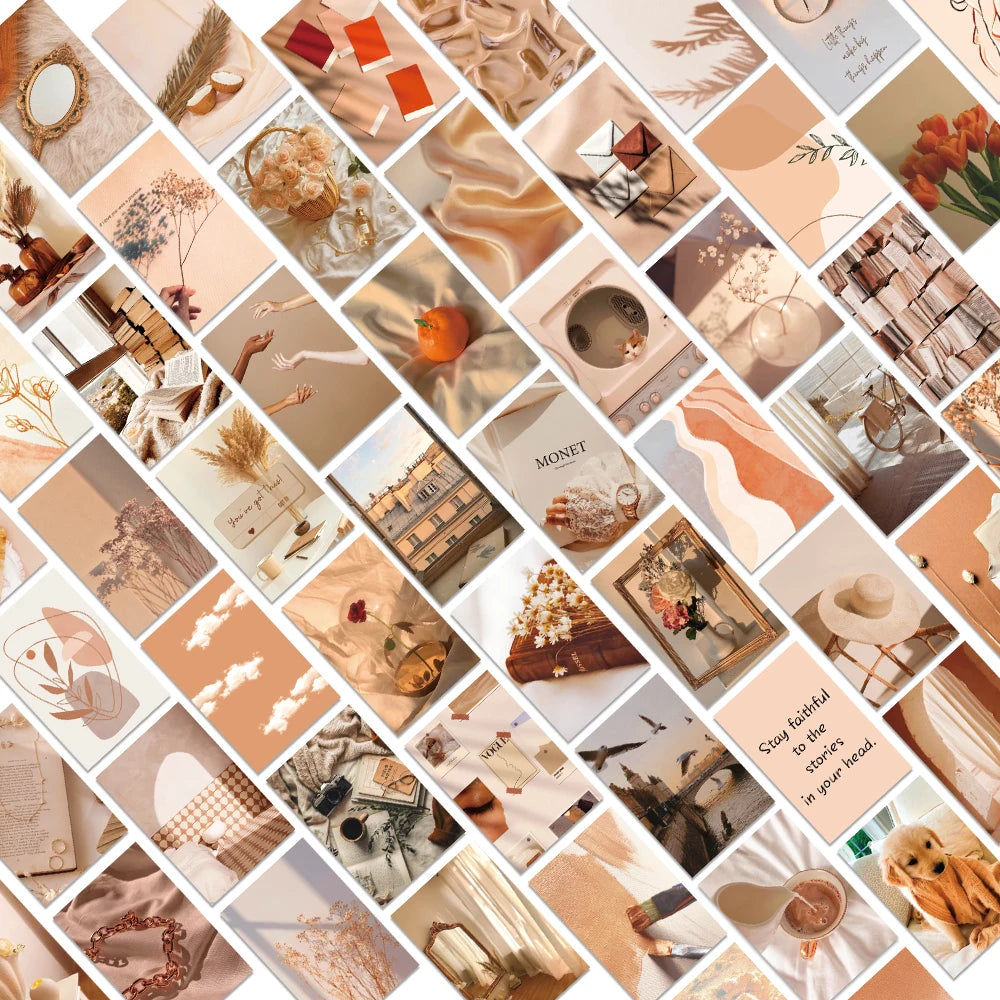 52pcs Aesthetic Beige Landscape Journal Stickers Vinyl Stationery