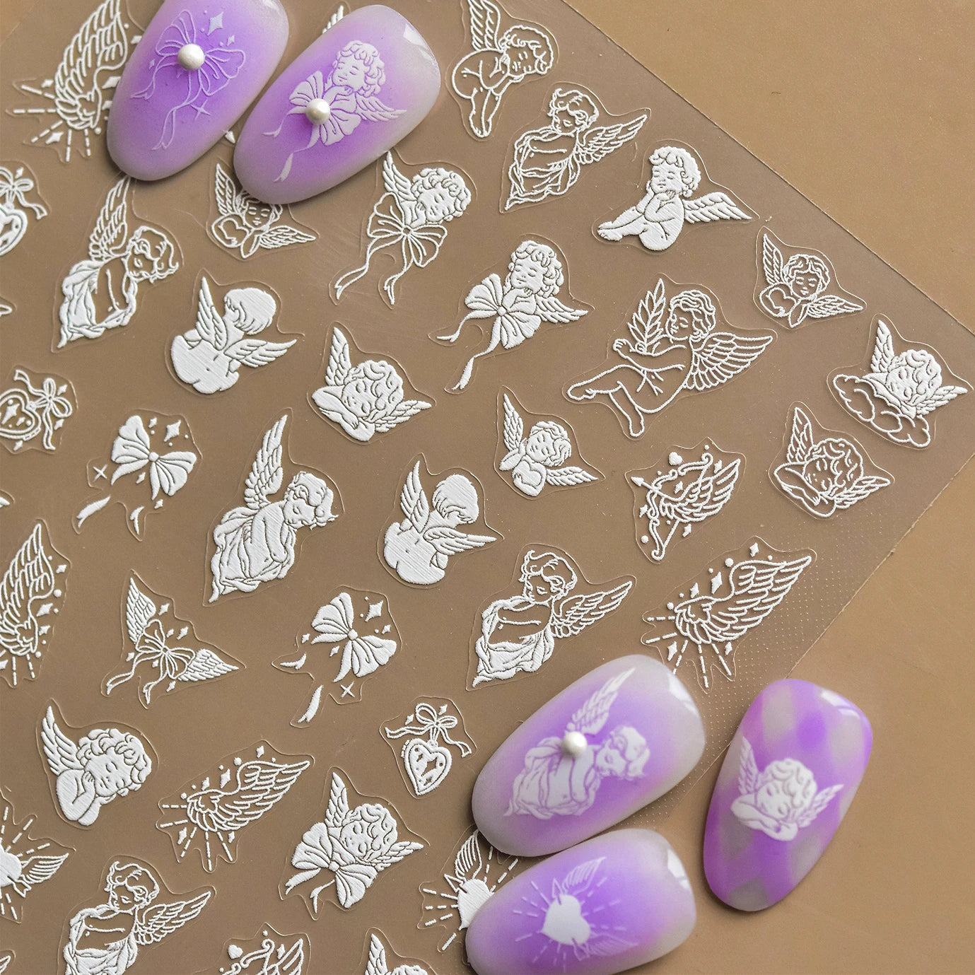 Angel Wing Heart Nail Art Stickers Decals