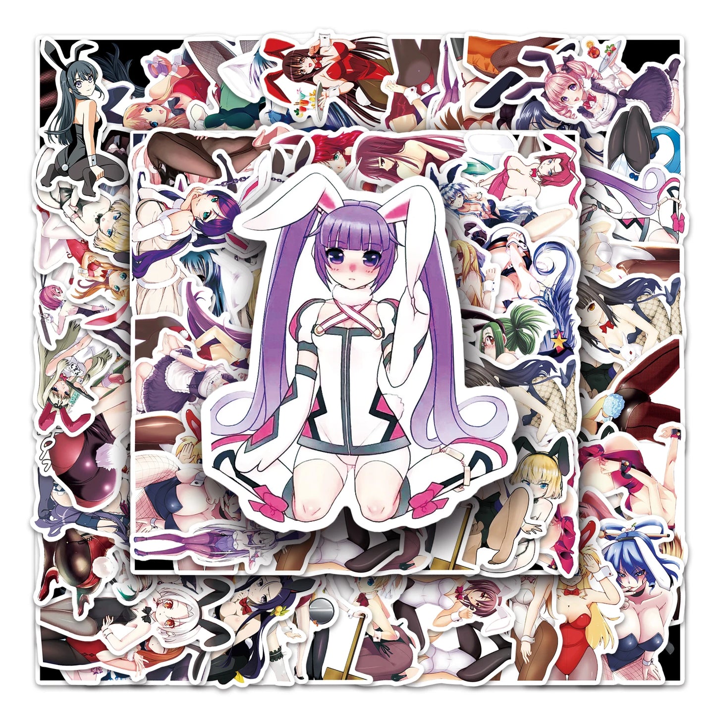 50Pcs Rabbit Girl Cartoon Waterproof Vinyl Stickers for Skateboard Snowboard