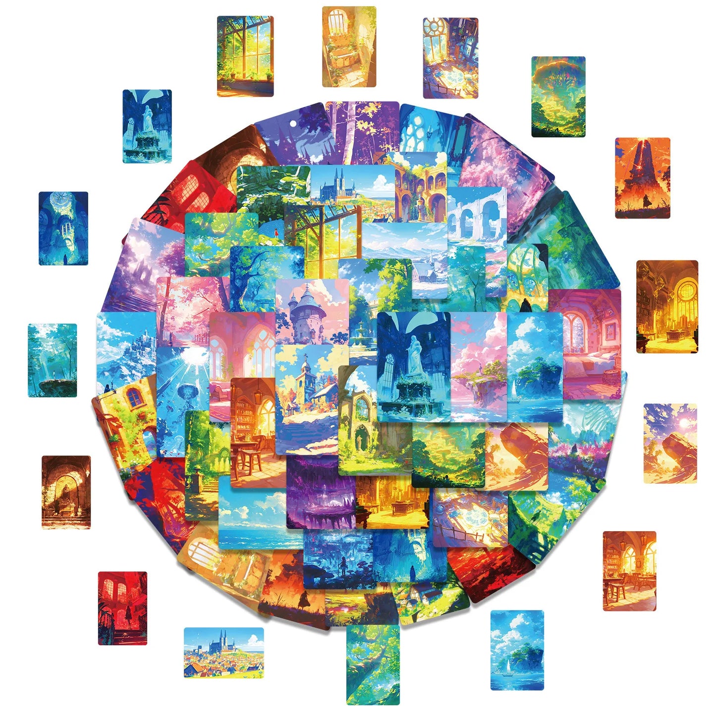 50Pcs Cartoon Scenery Graffiti Stickers for Helmet, Wall, DIY Decoration