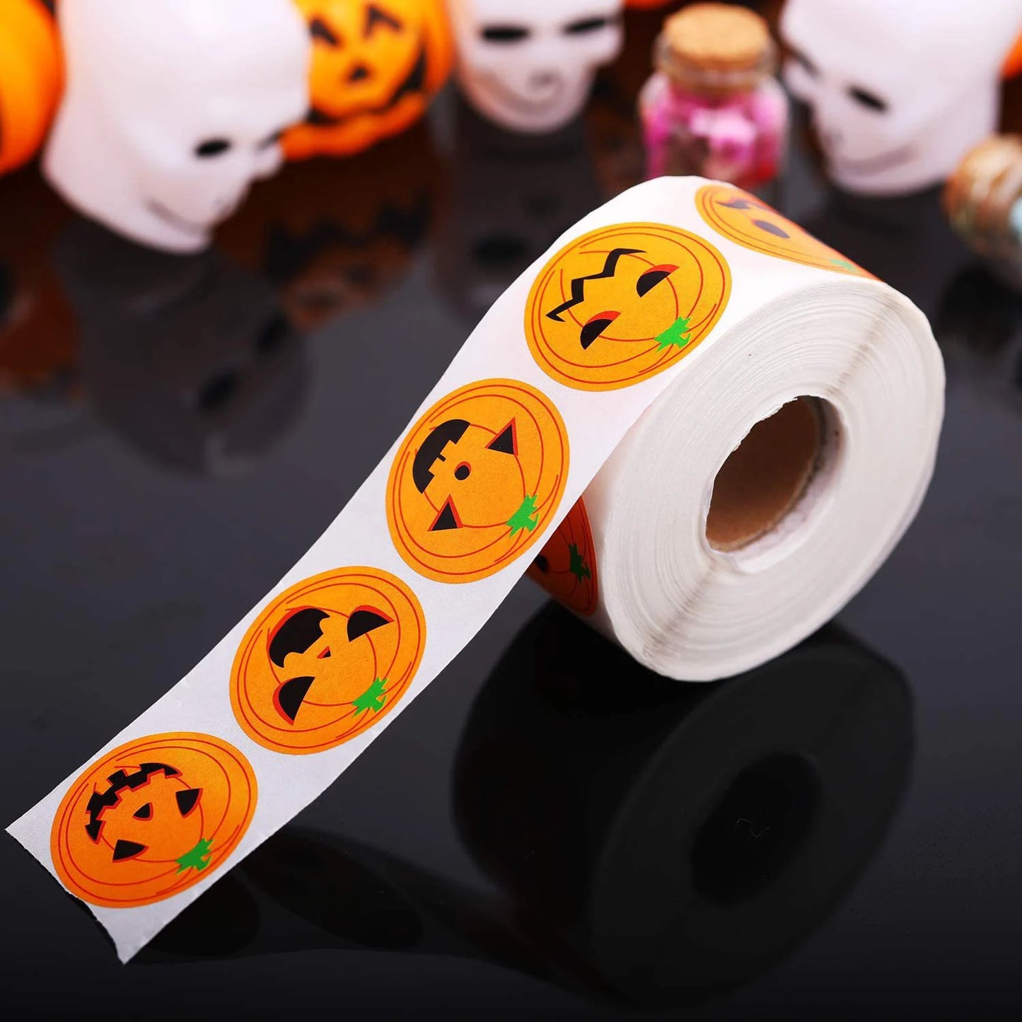 100-500pcs Halloween Skeleton Round Sticker Envelope Sealing Labels Candy Bag Sticker Halloween Decoration Decor Pumpkin