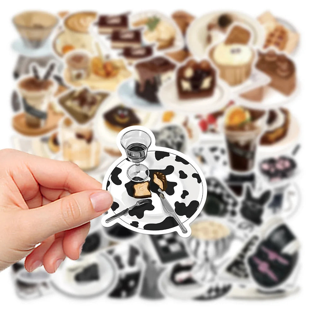 10/30/50PCS Kawaii Food Dessert Coffee Stickers Ins Style Cartoon Decals Decoration DIY Skateboard Laptop Phone Guitar Bike Car