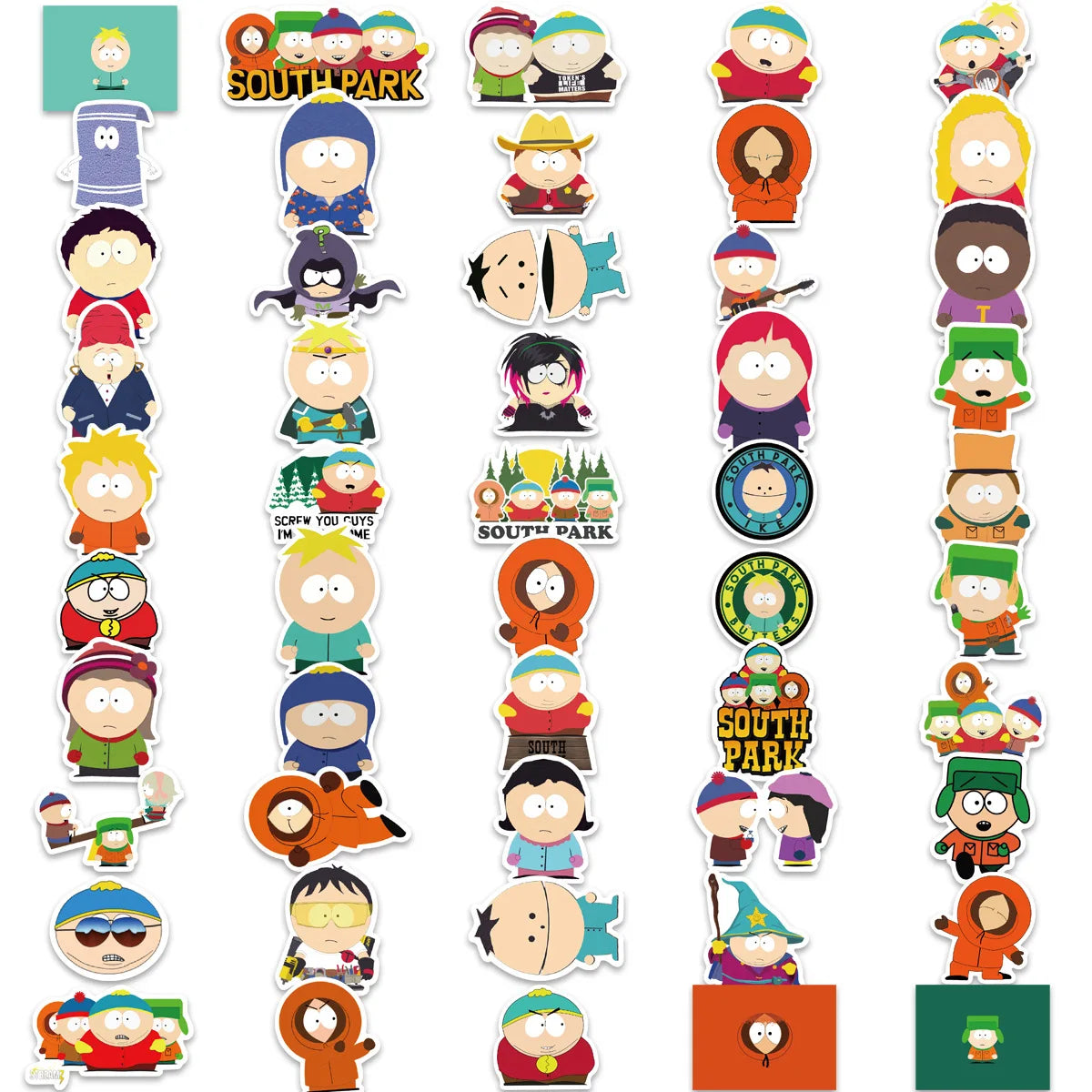 10/50/100Pcs Cute SouthPark Waterproof Stickers Pack Kenny Scrapbook Graffiti Skateboard Laptop Fridge Anime Stickers Kids Gift
