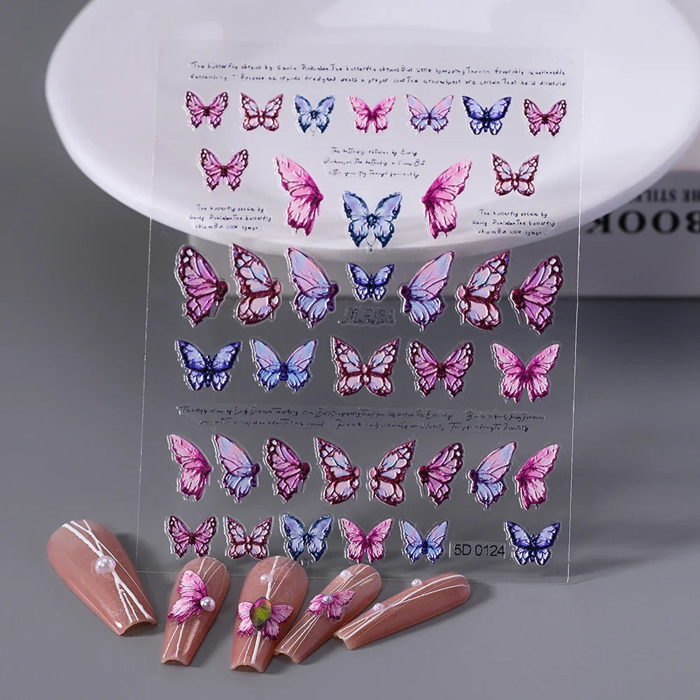 5D Butterfly Nail Stickers: Elegant Self-Adhesive Decals
