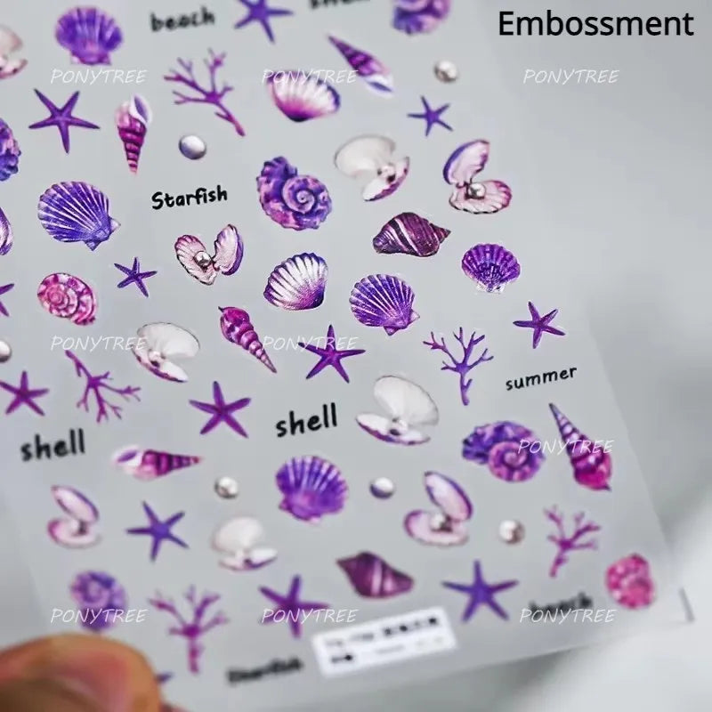 Starfish Shell Nail Art Stickers - Marine Manicure Decals