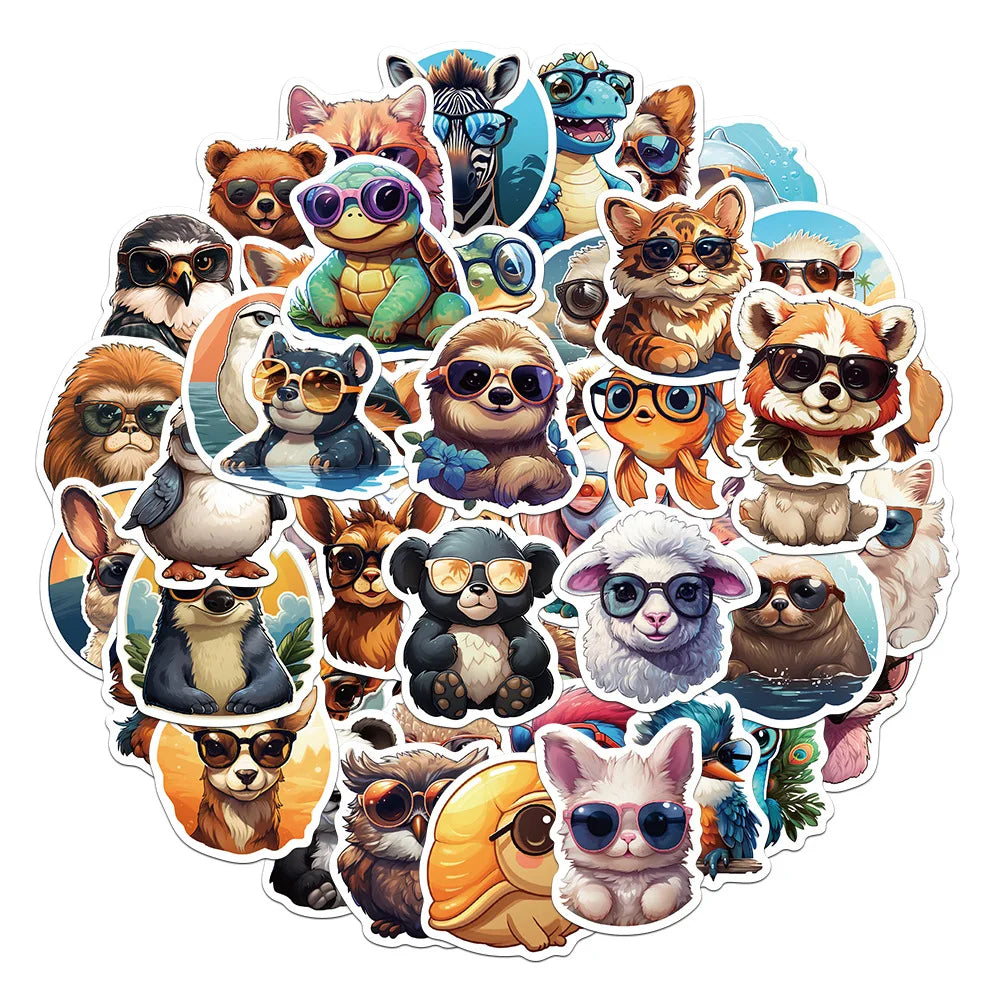 Cute Cartoon Animal Stickers for Laptop, Motorcycle, Luggage, Snowboard, Fridge - 10/30/55pcs