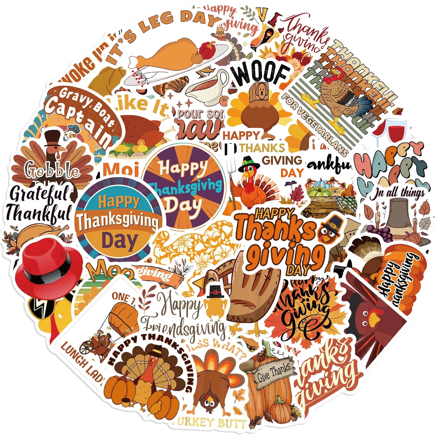 Thanksgiving Graffiti Stickers for Suitcase, Skateboard, Laptop, Luggage, Phone