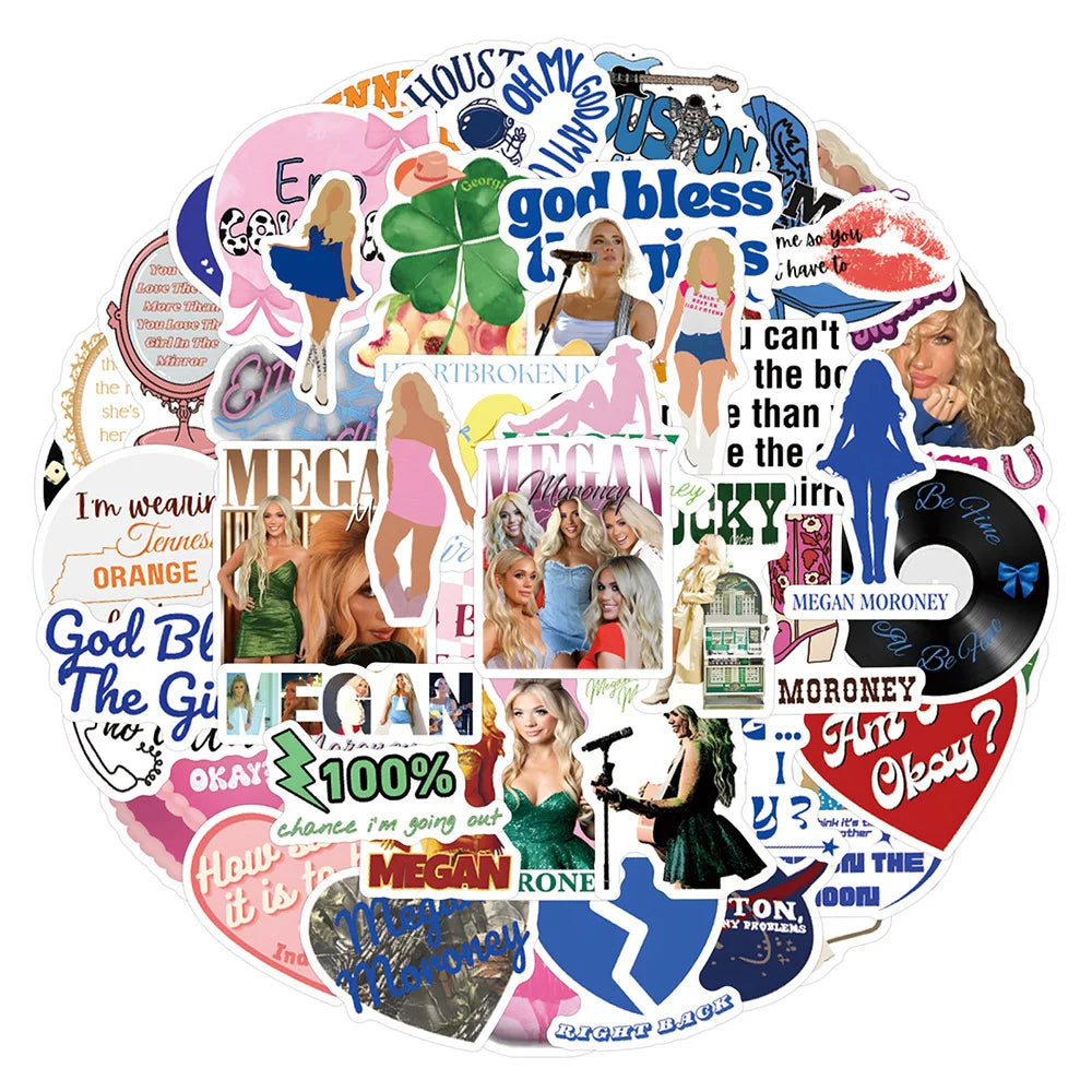 Megan Moroney Stickers 10/30/55pcs Waterproof DIY Album Skateboard Phone Bike Guitar Car Kids Gifts