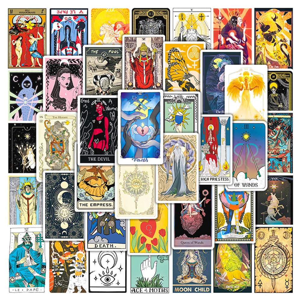 10/30/50pcs Cartoon Tarot Card Anime Stickers Aesthetic Decal Laptop Skateboard Motorcycle Phone Car Waterproof Sticker Kid Toy