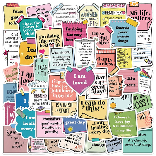 50PCS Inspirational Quote Stickers for DIY, Laptop, Luggage, Skateboard, Kid Gift