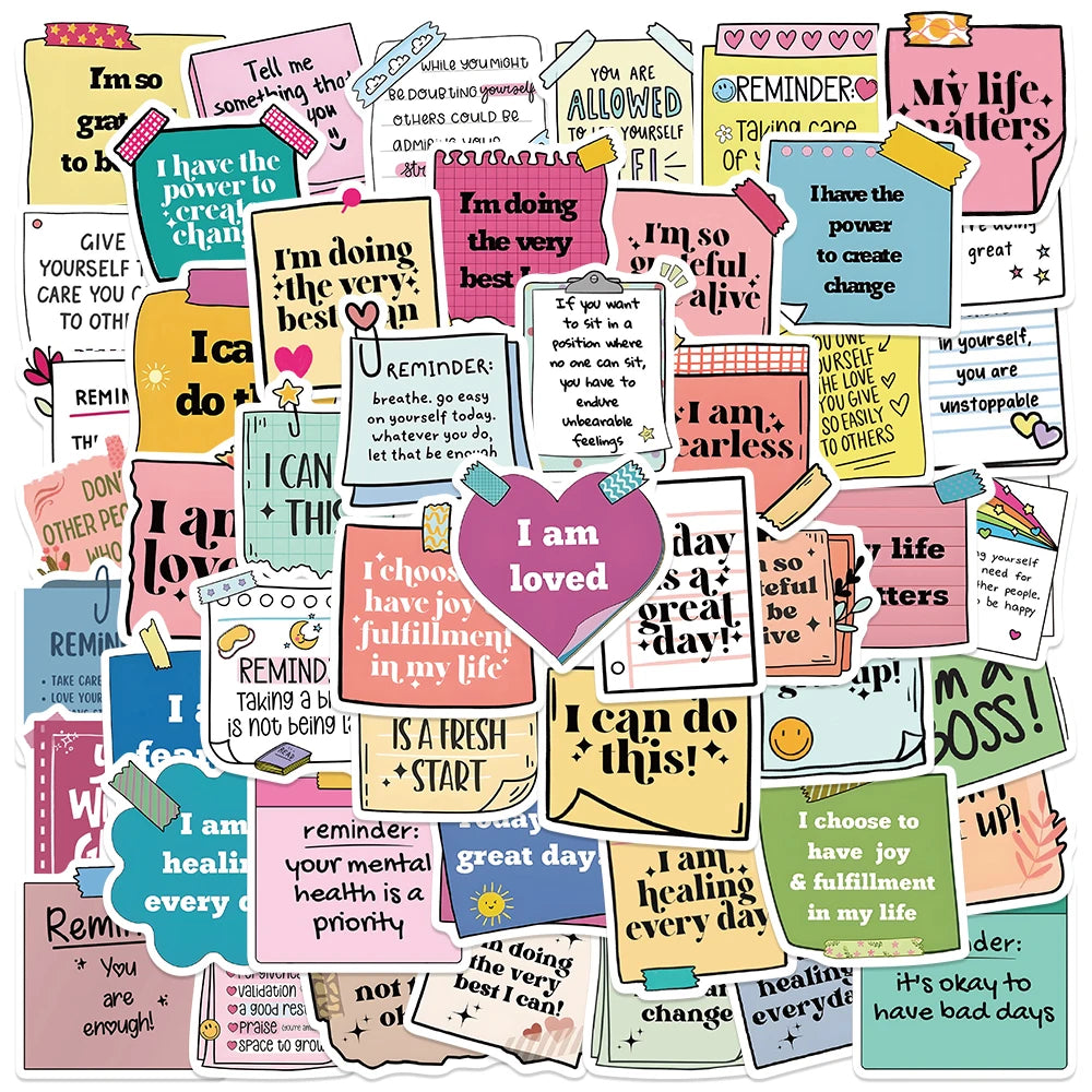 50PCS Inspirational Quote Stickers for DIY, Laptop, Luggage, Skateboard, Kid Gift