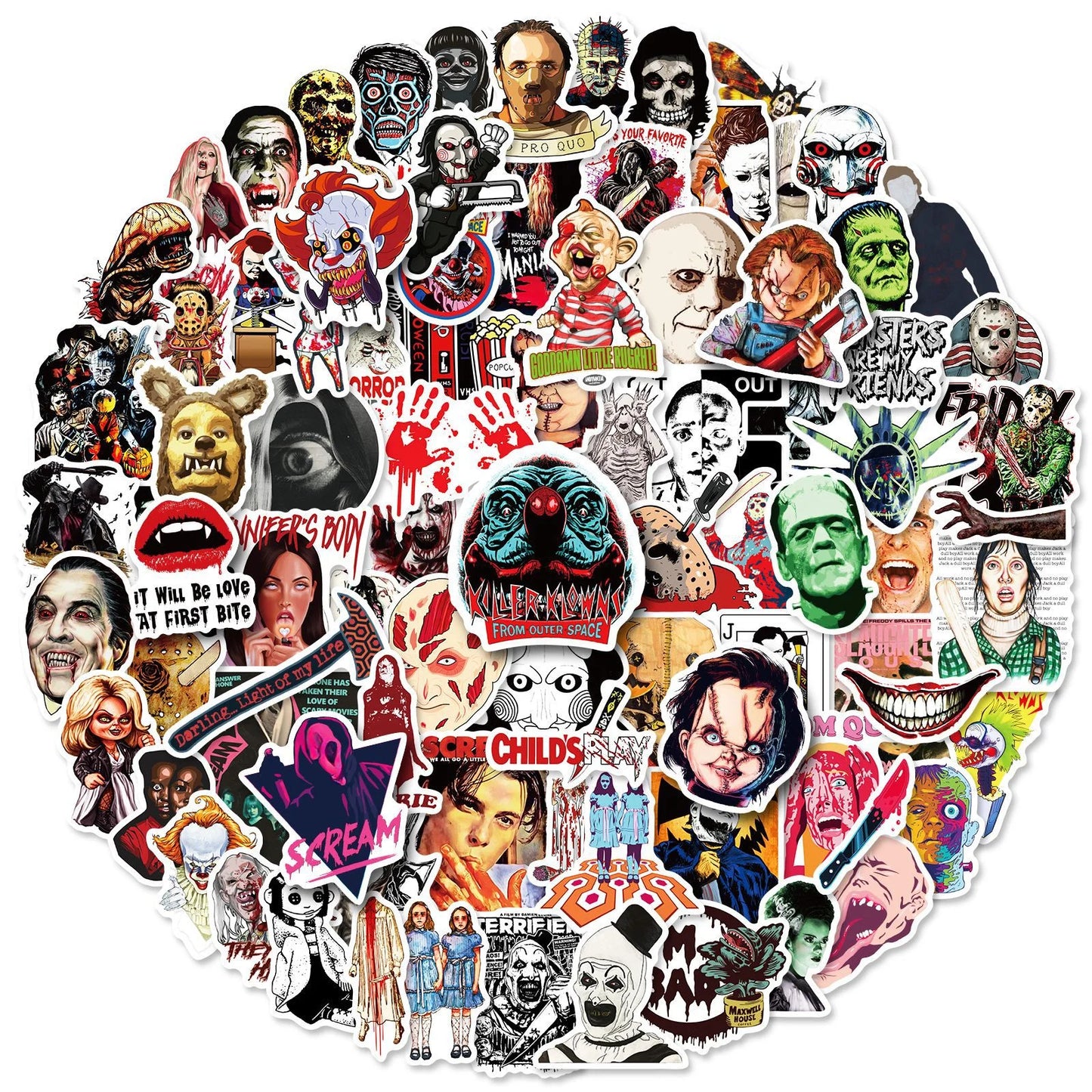 Horror Thriller Stickers 10/50/100pcs for Phone, Helmet, Laptop, Skateboard