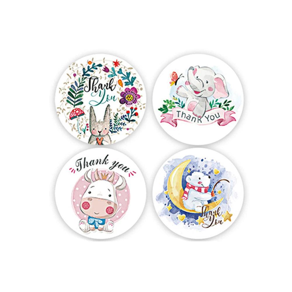 100-500pcs Round Cartoon Animal stickers for kids Teacher Reward Encourage Sticker Office Stationery for children 1inch