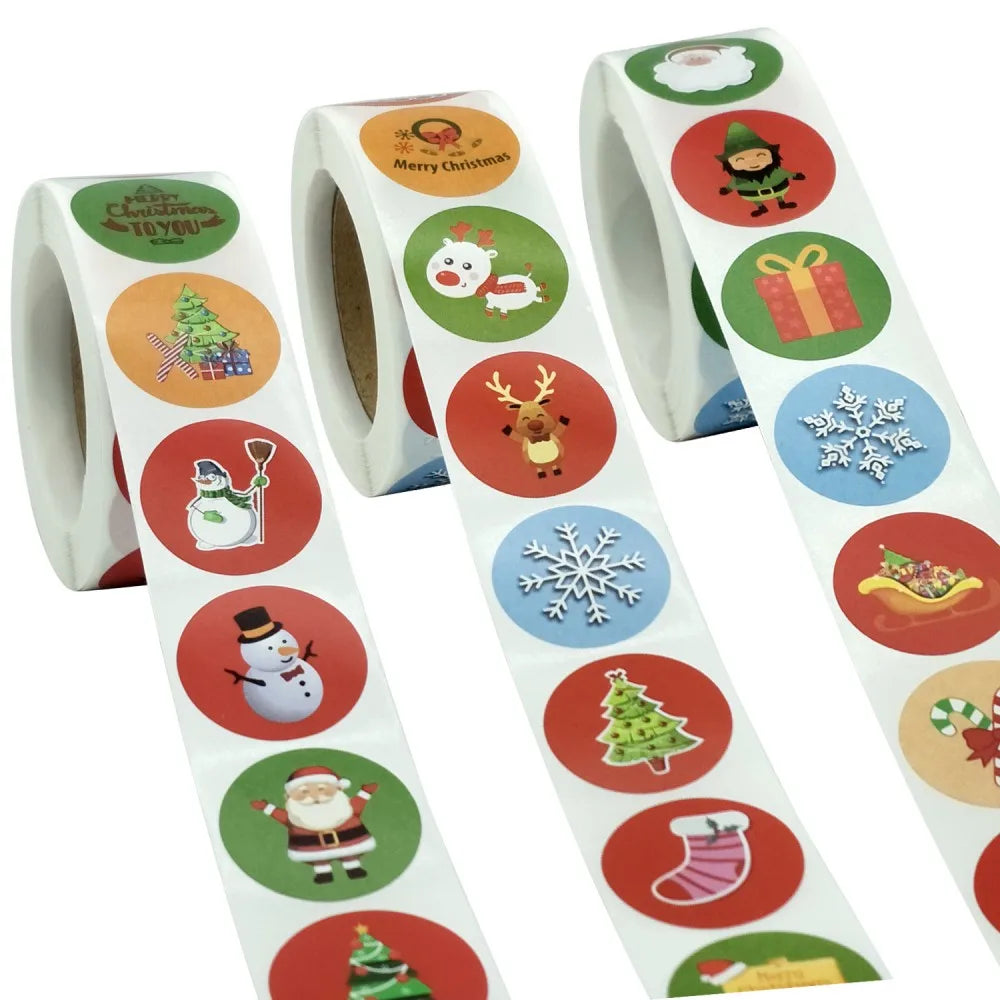 50-500Pcs Cartoon Merry Christmas Tree Label kids Stickers for Gift Package Wrapping Festival Party Baking Paper Seal Stickers