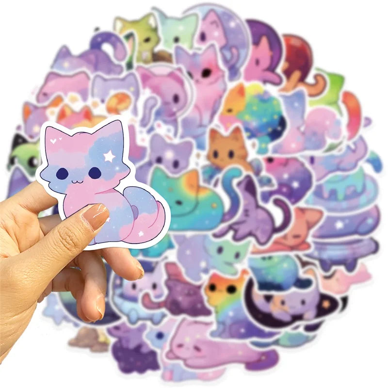 10/30/50PCS Cute Starry Sky Cat and Sealife Sticker Packs