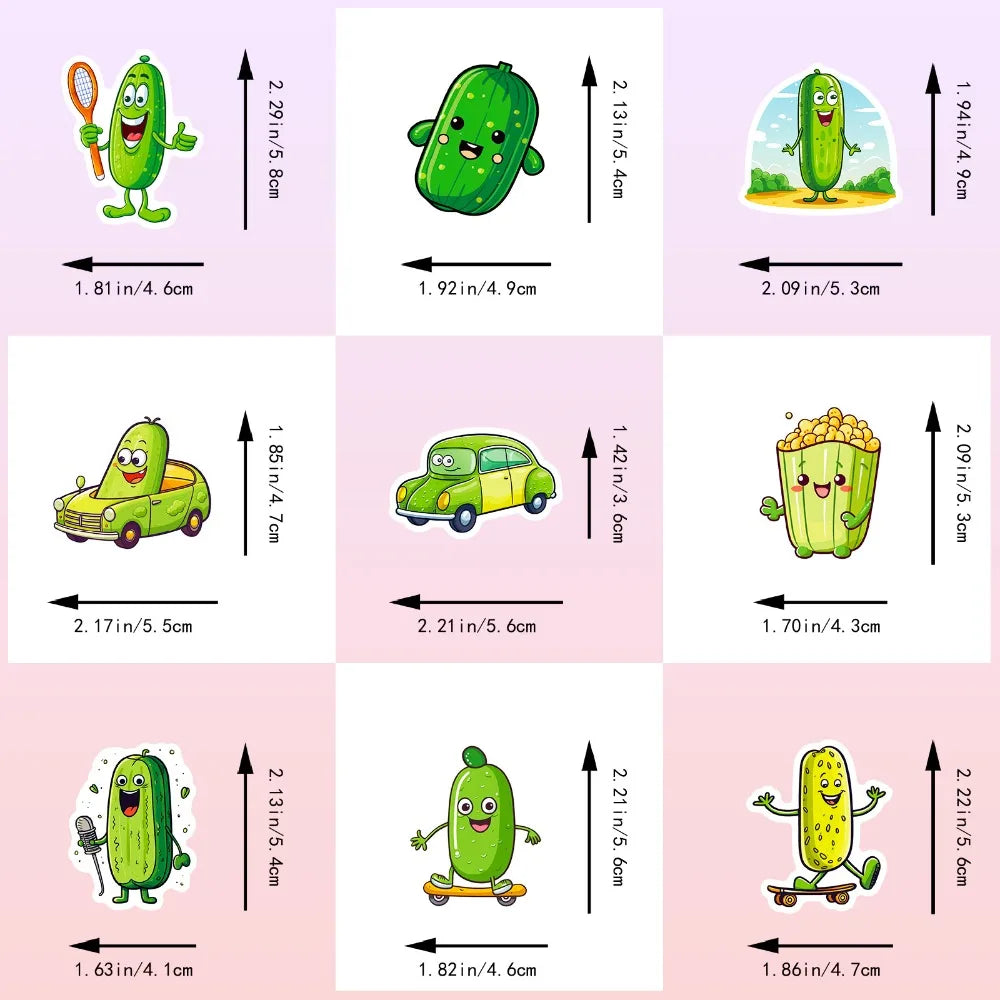 10/50PCS Funny Cartoon Pickle Cucumbers Graffiti Stickers Decals Kids Toy Laptop Scrapbook Phone Suitcase Decoration Sticker