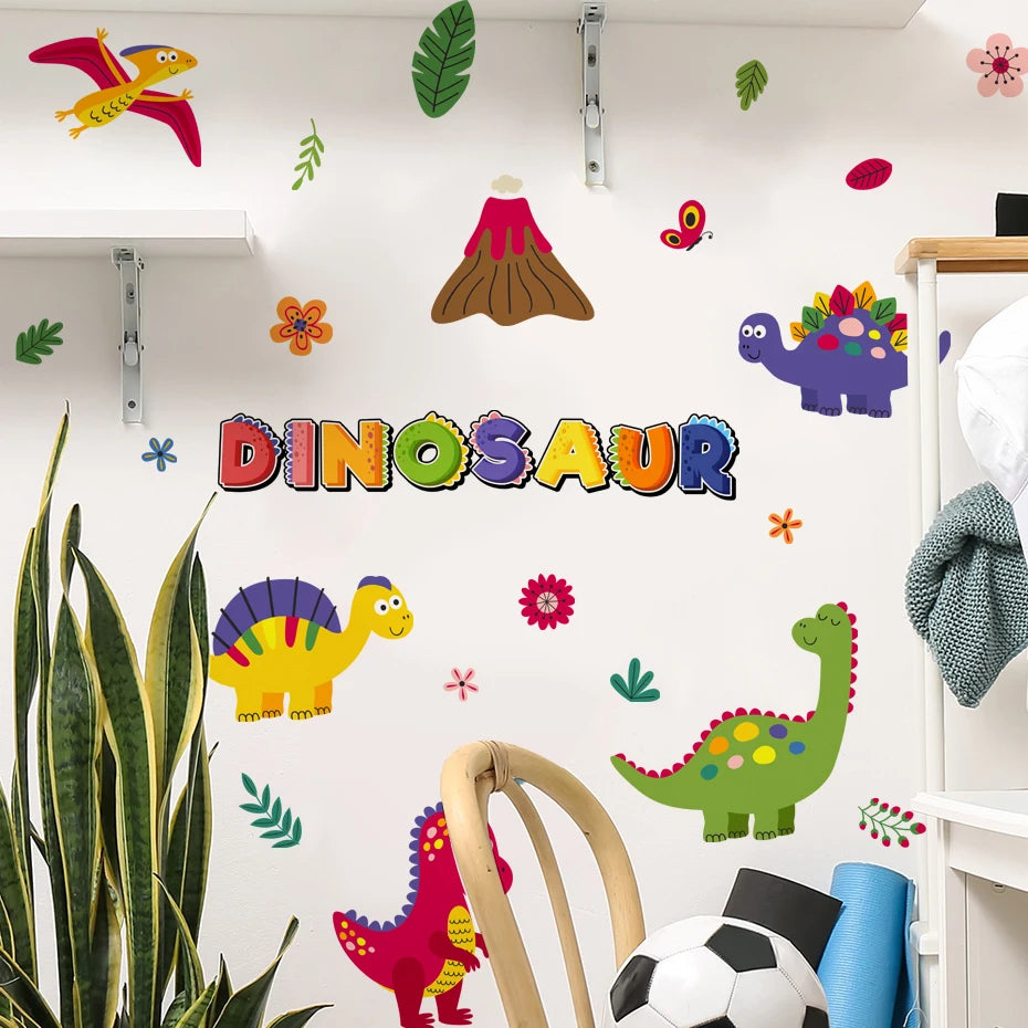 Dinosaur Wall Stickers Decals Waterproof Decor for Bedroom Living Room