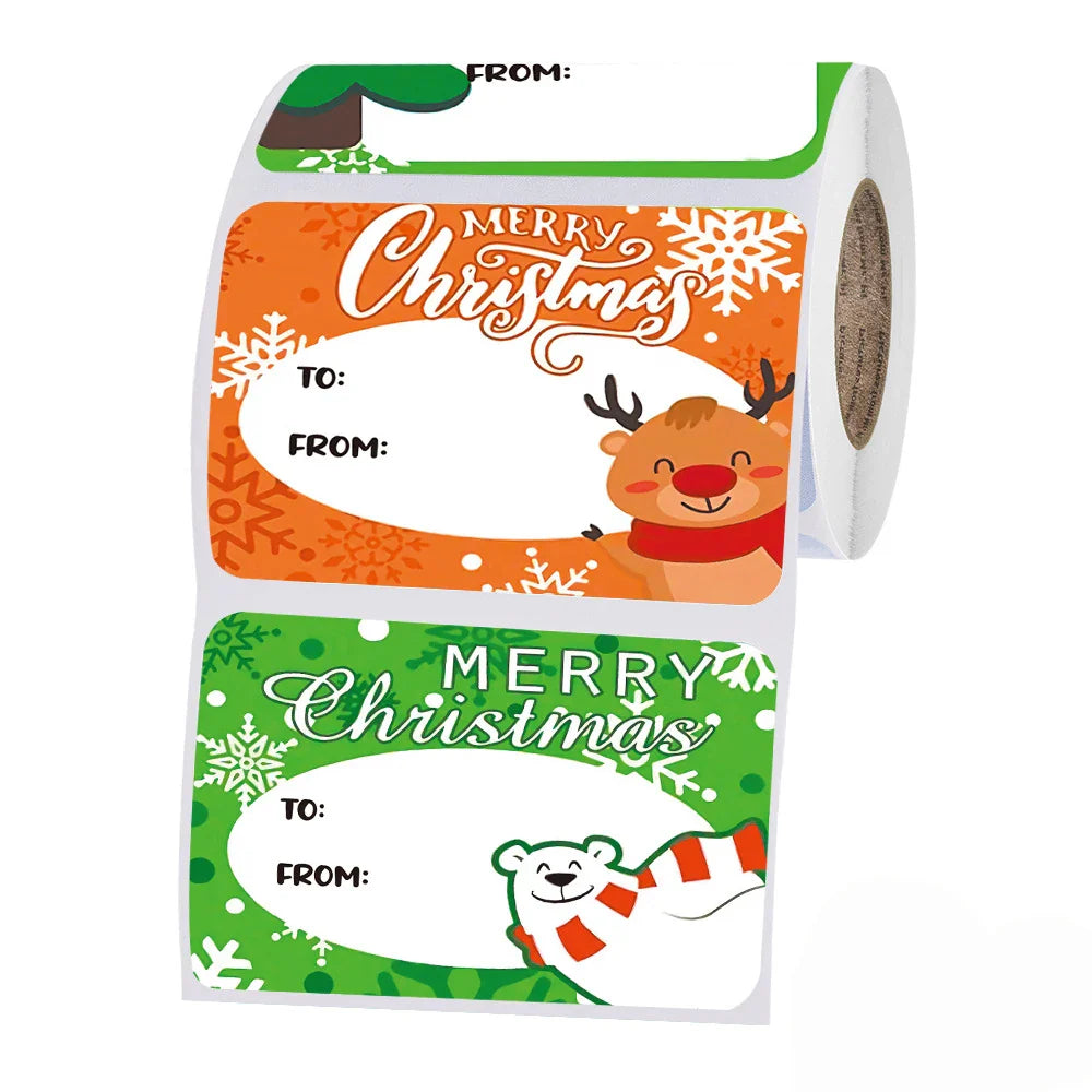 Christmas Kraft Paper Stickers: 50-250pcs Decorative Labels