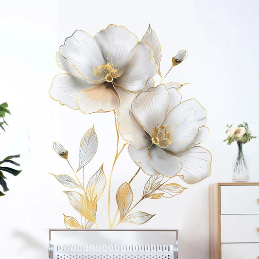 Beautiful Flower Wall Sticker For Living Room Background Decor Decals Bedroom Beautify Home Decoration Self-adhesive Wallpaper