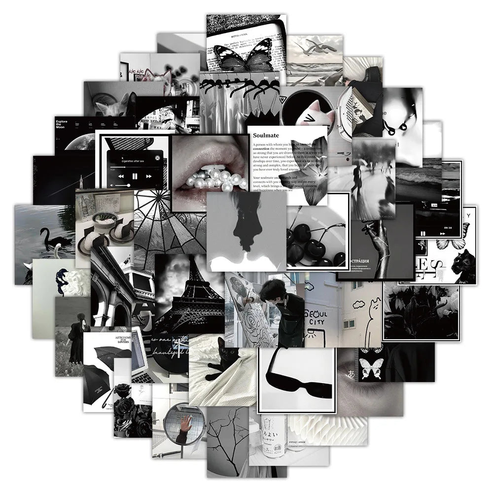 Cool Black Cartoon Stickers 10/30/60pcs DIY Phone Skateboard Fridge Motorcycle Bike PVC Graffiti Kids Toys
