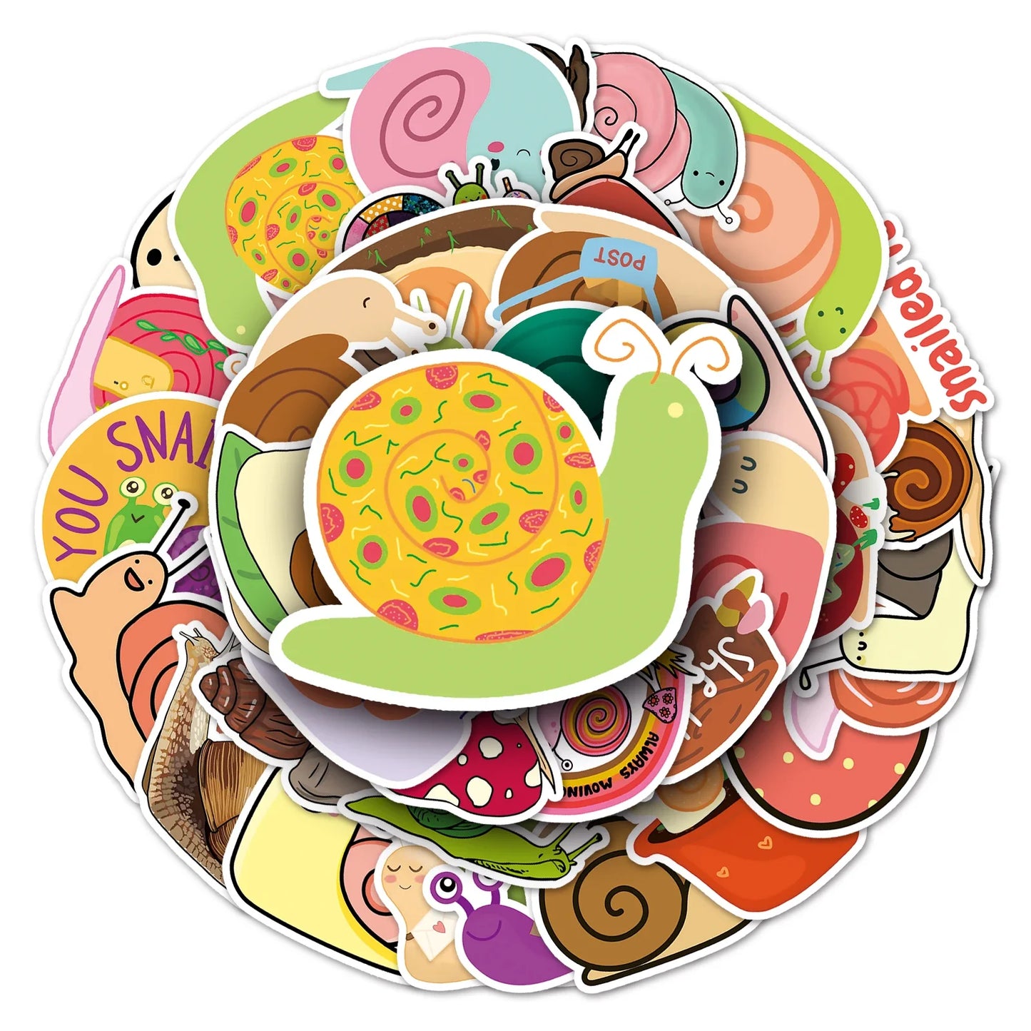 50Pcs Snail Cartoon Waterproof Vinyl Stickers for Skateboard Snowboard