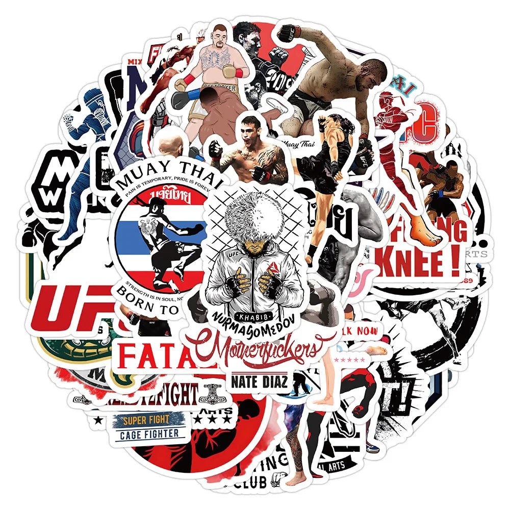 Cool Boxing Wrestling Cartoon Stickers for Laptop, Luggage, Skateboard, Kid Toys Gift - 10/30/52PCS