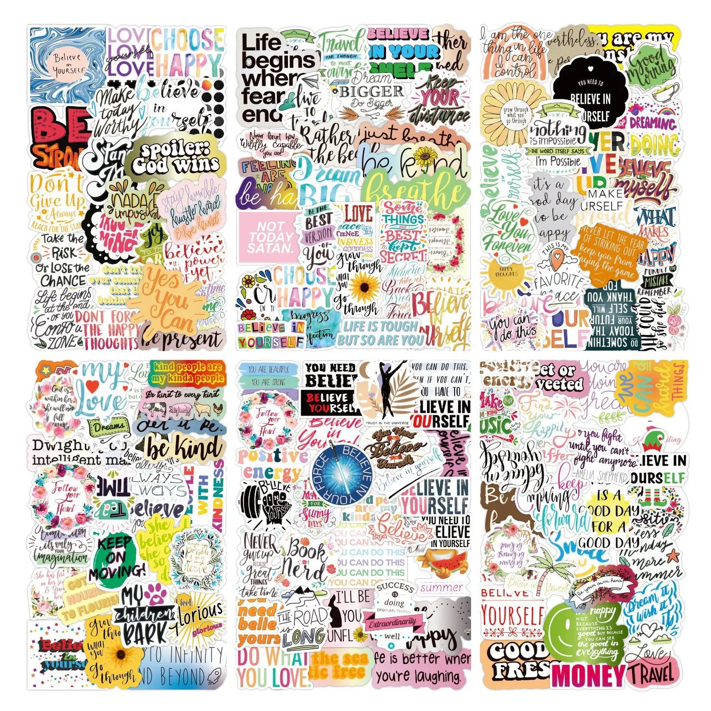 50pcs Inspirational Graffiti Stickers Waterproof Decorative for Luggage Laptop Phone