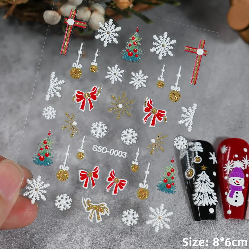 Christmas Nail Stickers Snowman Snowflake Gold Silver