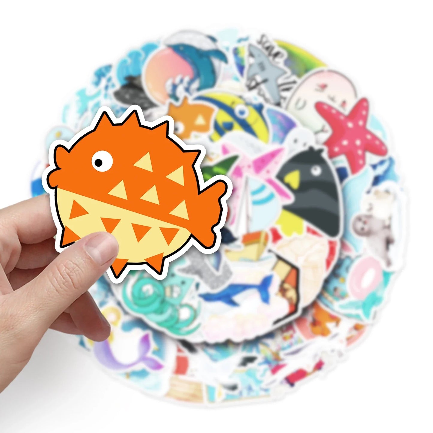 50Pcs Ocean Cartoon Waterproof Vinyl Stickers for Skateboard Snowboard