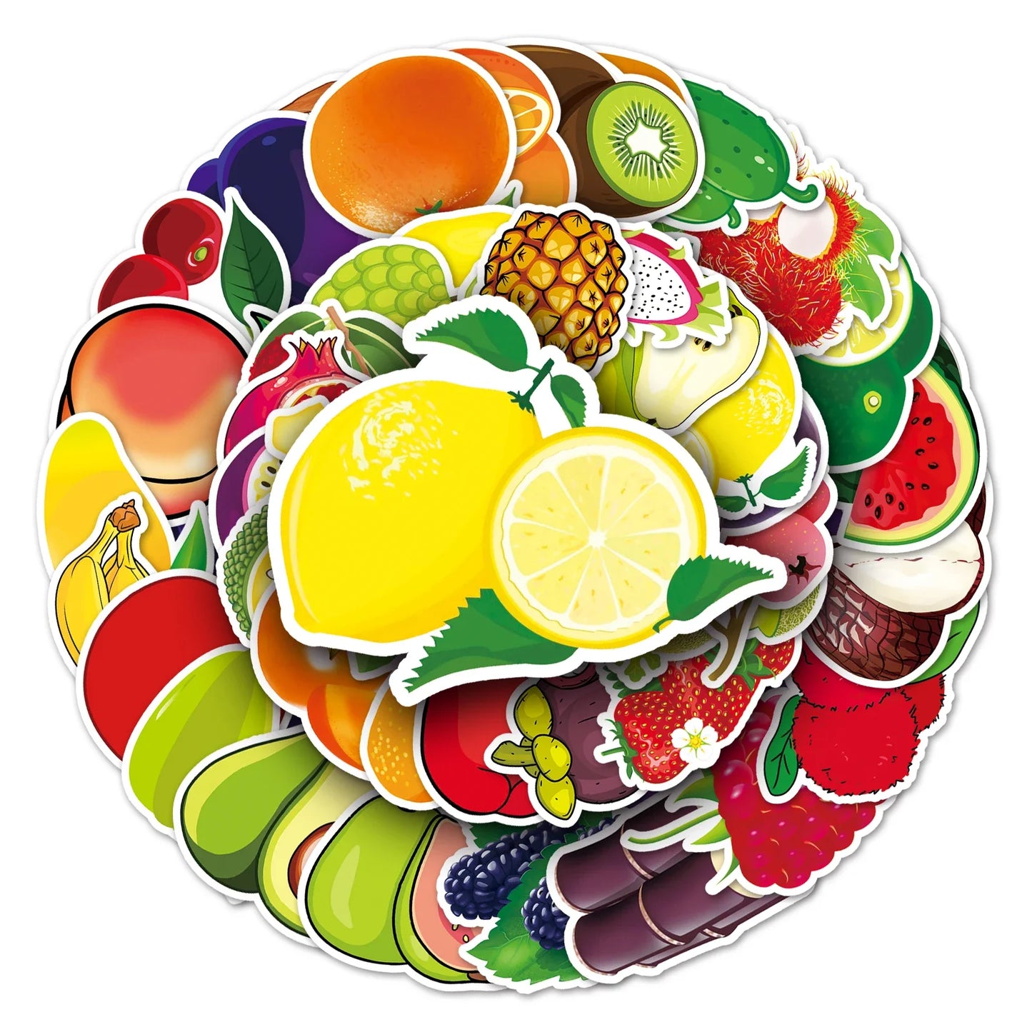 50Pcs Fruit Cartoon Waterproof Vinyl Stickers for Skateboard Snowboard